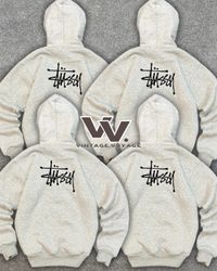 Stussy reworked style grey pullover hoodies #8126