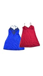 Yv173 Dark Mix Color Slip Dress 6p