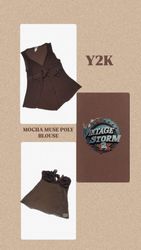 Y2K Mocha Muse Poly Blouse