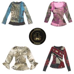 Y2K Graphic Mesh Tops