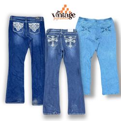 VPX984 Y2K Flared, Bootcut Embellished Jeans