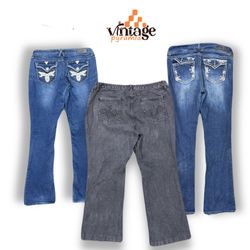 VPX985 Y2K Flared ,Bootcut Embellished Jeans