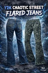 Y2K Street Chaotic Flared Denim Jeans