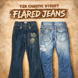 Jeans a gamba larga Flared Y2K Street Chaos