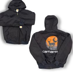 Carhartt rework style black hooded jacket