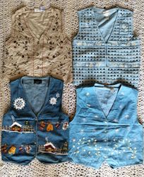 Denim embroidery waistcoat 20 pieces