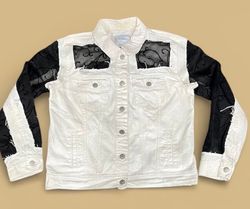 Fs-68 アップサイクルレヴィスデニムジャケットネットパッチワーク