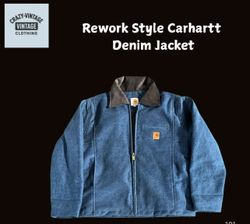 Carhartt rework style blue denim jacket