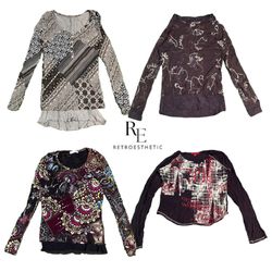 Tops a maniche lunghe stampati in tonalità terra Y..