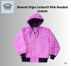 Carhartt rework style pink hooded jacket
