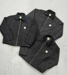 Carhartt acid wash rework style black hooded jacke..