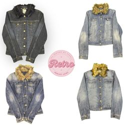 Y2k Hot Girl Throwback Denim Jacket with Fur (E)