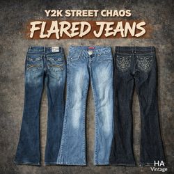 Jean en denim évasés chaotiques Y2K