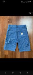 Jorts di denim blu in stile rework Carhartt