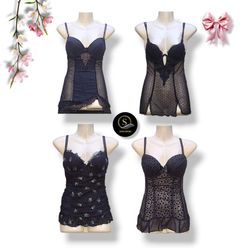 Y2K Black Rave Baby Doll Tops