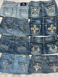 R347 Upcycled Ladies Embellished Mini Skirt