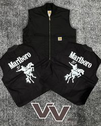 Carhartt x Marlboro style retravaillé gilets noirs..