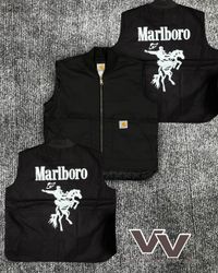 Carhartt x Marlboro style retravaillé gilets noirs..