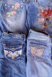 Y2K Bestickte Schlag-/Bootcut-Jeans 6 Stück (RV # ..