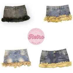 Y2K Cyber Girl Crush Mini /Midi Skirts with Fur