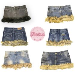Y2K Mini / Midi Skirts with Fur Triming