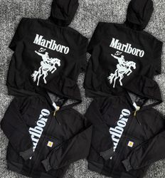 Carhartt Rework Stil Marlboro schwarze Kapuzenjack..