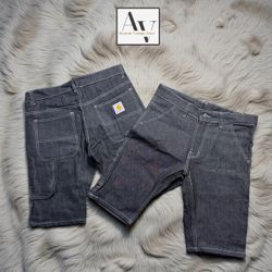 Shorts en denim de charpentier Carhartt style retr..