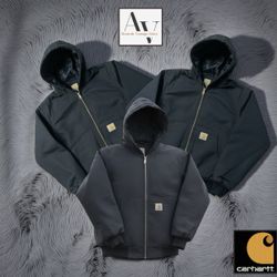 Carhartt rework style black hooded jacket