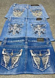 Y2K embroided/Rhinestone Denim mini skirt