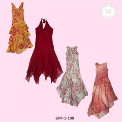 Y2K Printed Poly Dress – Retro Early 2000s Street ..