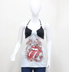 CR1122 Robe Halter Graphique Upcyclée