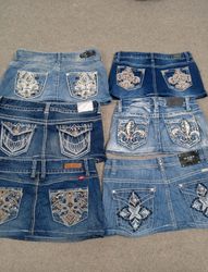 HD1309 Ladies Upcycled Y2K Denim Micro Mini Skirts