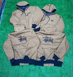 Rework Style Stussy Tan hooded jacket.