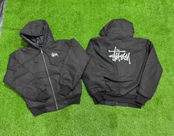 Rework Style Stüssy black hooded jacket