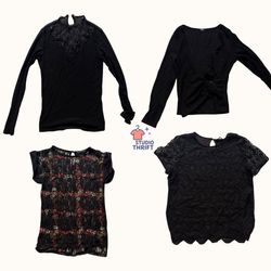 Black Lace Y2K Mesh Top – Sheer Goth(MT-010)