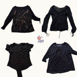 Abstract Print Black Mesh Top – Y2K(MT-011)