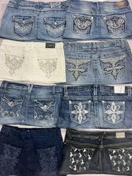 R353 Jupes micro mini embellies recyclées pour fem..