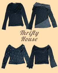 All Black Y2k Tops(TH/107)