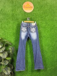 Y2K Flare Embroidered & Embellished Jeans | FO-56