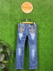 Y2K Flare Embroidered & Embellished Jeans | FO-60