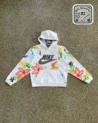 Upcycled Floral Patchwork Nike Hoodie