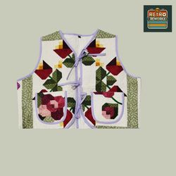 Veste en patchwork à nouer à l'avant recyclée