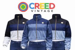CR1127 Upcycled Denim Panel Crop Jacket