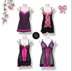 Y2K Style Black Pink Baby Doll Tops