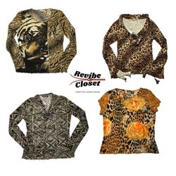 Y2K Animal Vibe Printed Mesh Tops RC-012