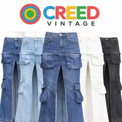 CR1129 Jupe en denim recyclé à poches utilitaires