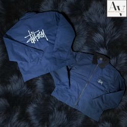 Stussy rework style embroidery detriot jacket in b..