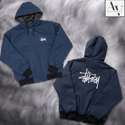 Stussy rework style embriodery blue jacket
