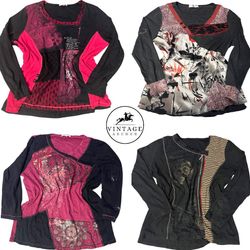 Y2K Retro Women’s Graphic Blouses - Magenta, Teal ..