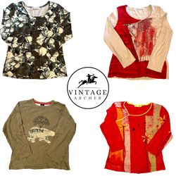 Y2K Retro Indie Aesthetic Blouses - Earthy Olive T..